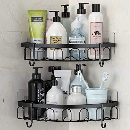 stusgo Black Corner Shower Caddy Adhesive Shower Caddies US304