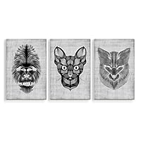 3 Piece Canvas Wall Art Creative Animals Canvas Prints Home Artwork Decoration for Living Room,Bedroom - 16