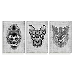 3 Piece Canvas Wall Art Creative Animals Canvas Prints Home Artwork Decoration for Living Room,Bedroom - 16"x24" x 3 Panels