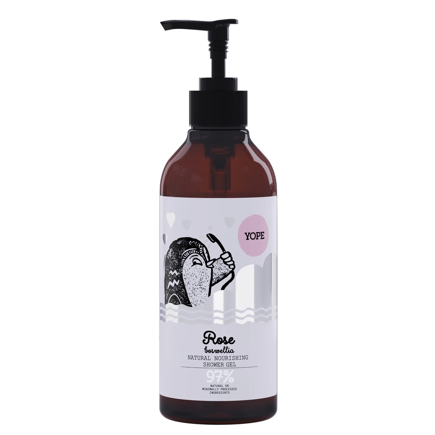 YOPE Natural shower gel | Rose extract | Neutral PH | Plant Glycerine | Vegan Formula | Moisturising | Non irritating | 97% Natural ingredients | Rose and Boswellia 400ml — image 1