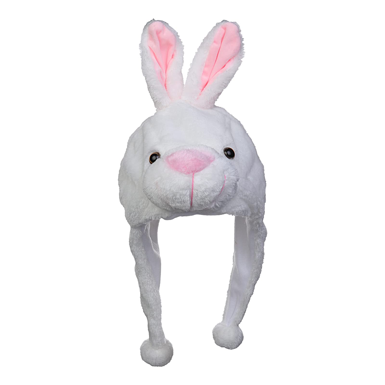 VPbao Plush Headgear Hat, 2-in-1 Hat with Ear Flaps Scarf Set, Funny Cartoon Animal Cap for Costume Party - Comfortable Soft Warm Novelty Unisex Headwear Props Bunny