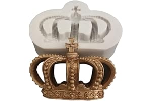 FEWO Large Crown Fondant Mold, Big Cross Royal Crown Silicone Sugar Craft for Baby Boy Cake Topper Decorating Chocolate Candy Soap Polymer Clay Resin