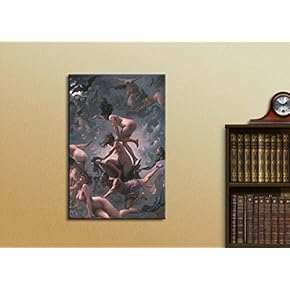 Witches Going to Their Sabbath (The Departure of The Witches) by Luis Ricardo Falero - Canvas Print Wall Art Famous Painting Reproduction - 12" x 18"