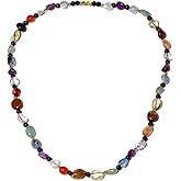 Jewever Real Reiki 7 Chakra Black Agate Beaded Necklace Irregular Tumbled Chips Colorful Healing Crystals Jewelry Yoga Meditation Balance Gifts Necklaces for Women