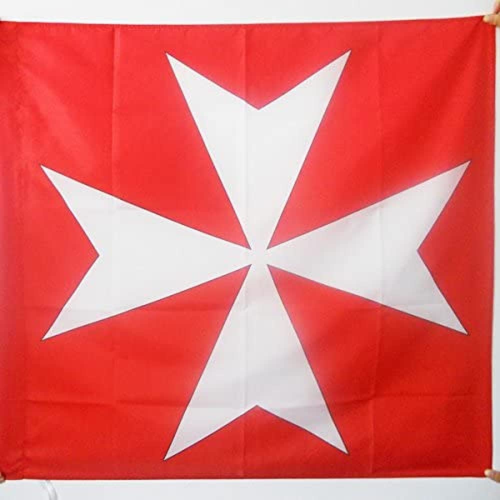 AZ FLAG - Cross Order of Malta Flag - 3x3 Ft - 100% Polyester St John of Jerusalem Banner with Sleeve - Fade Resistant - Vivid Colors - 3' x 3' Feet - 90x90 Cm