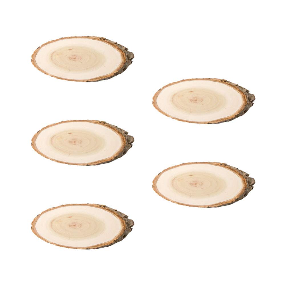 5 Pcs Unfinished Natural Wood Slices Pine Wooden Oval Cutout Piece Hanging Board Drawing Circles for DIY Craft Rustic Table Centerpieces Wedding Ornament 6x24cm