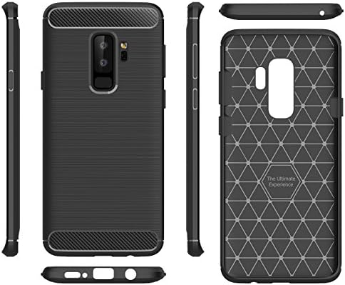 Samsung Galaxy S9 Plus Cover Case，Laudtec Slim Fit Carbon Fiber Shock Absorption Soft TPU Anti-Fingerprint Protective Phone Cases for Galaxy S9 Plus Cell Phone Case- Black