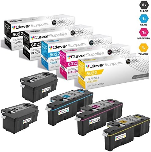 CS Compatible Toner Cartridge Replacement for Xerox Phaser 6022 106R02759 Black 106R02758 Yellow 106R02757 Magenta 106R02756 Cyan Xerox Phaser 6022 6022ni WorkCentre 6020 6025 6027ni 5 Color Set