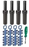 Rain Bird 5000 Series Rotor Sprinkler Heads bundle - by ItemEyes - with Nozzles and Adjustment Tool (4 PACK); 5004 PC model part circle 4" popup height