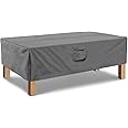 Vailge Rectangular Coffee Table Cover - Outdoor Lawn Patio Furniture Covers with Padded Handles and Durable Hem Cord - Heavy Duty and Waterproof,Fits Large Rectangular Coffee Table (Grey)