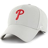 47 Brand MLB Gray Team Color Primary Logo MVP Adjustable Structure Baseball Cap Hat, Adult One Size Fits All