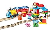 Motorized Train Set and Tracks Building Blocks 53pcs - Battery Operated - Compatible with Lego Duplo Train Set Parts