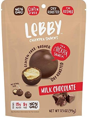 Lebby Chickpea Snacks (Milk Chocolate, 3.5 oz, 4 pack), Gluten Free, Non-GMO, High Protein and Fiber, Healthy Snack