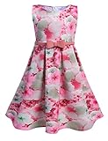 Arshiner Toddlers Little Girls Sleeveless Floral Print Tea Length A-Line Dress with Belt