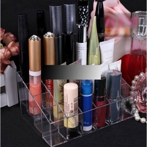Onwon Transparent Cosmetic Makeup Organizer Clear 24 Lattices Lipsticks Cosmetic Lotion Makeup Organizer Storage Display Holder Stand