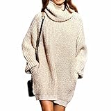 Women'S Turtleneck Loose Large Size Pocket Knit Sweater Knitwear Coat S-Xl