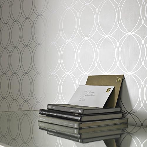 Boutique Darcy Circular Print White/Silver Wallpaper, 52 x 1000 cm - Image 4