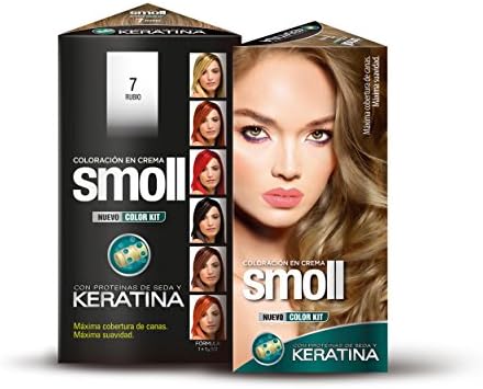 SMOLL COLOR KIT WITH SILK PROTEINS AND KERATIN, MAXIMUM GRAY HAIR COVERAGE AND SOFTNESS. (7 BLONDE)