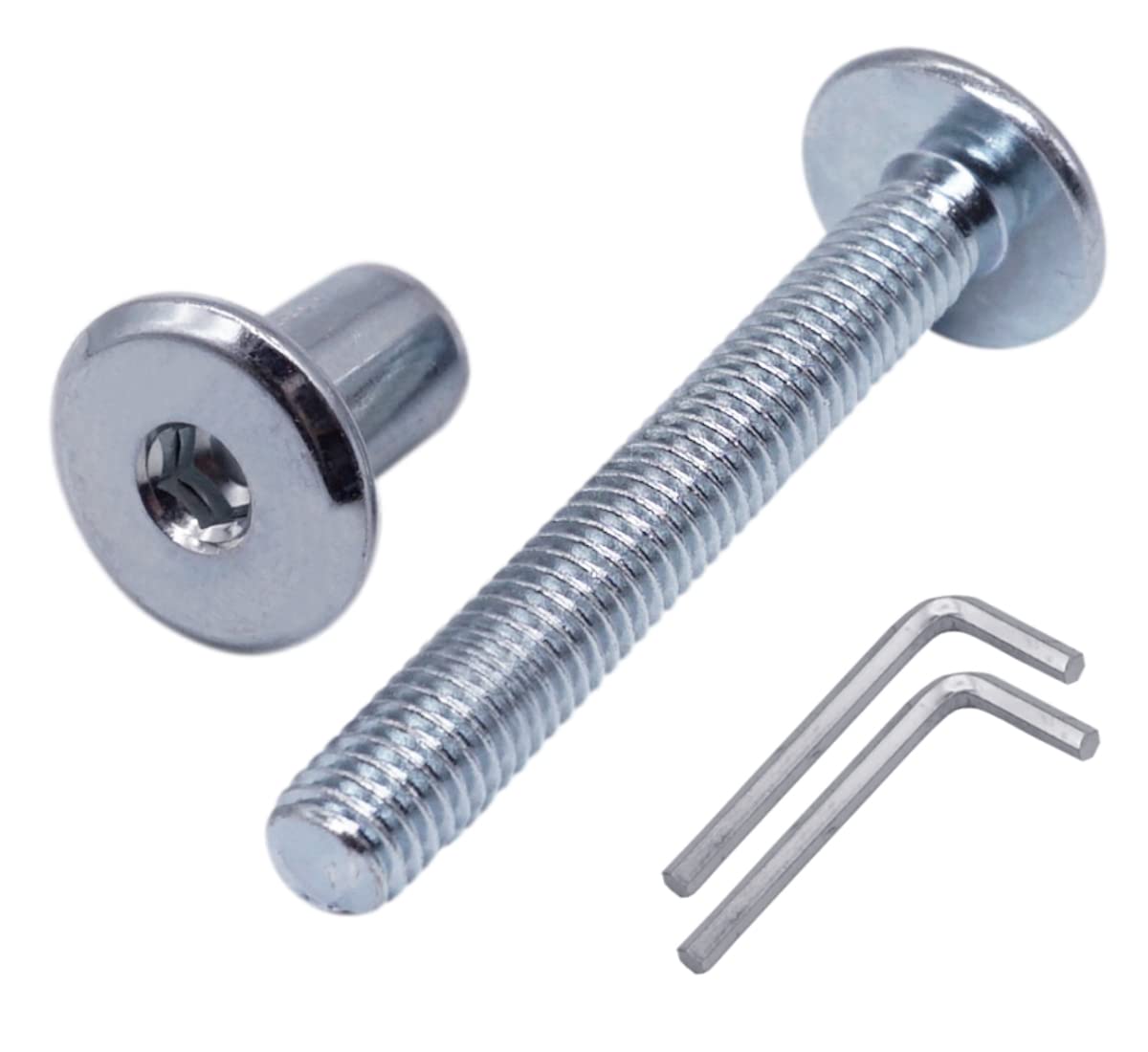 Marcopol (Pack of 20 pcs) Zinc Plated Steel Joint Connector Bolts M6 x 50 mm With Nuts, Furniture Connector Bolt, Hex Allen Screws (20, M6 x 50 mm (With Nuts), Silver