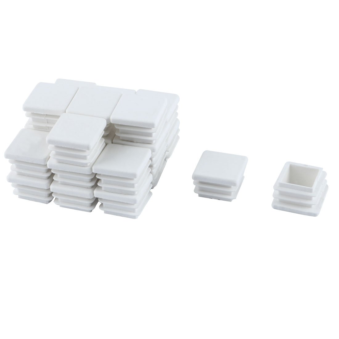 Sourcingmap 20mm x 20mm Plastic Square Caps Tube Inserts End Blanking White 24 Pcs