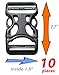 Plastic Buckles 1.5 Inch (10 pcs) - 2 Ways Flat Side Quick Release for Webbing, Fasteners Strap, Harness, Nylon Webbing. (NO SEWING). FREE with 1 Strap 60