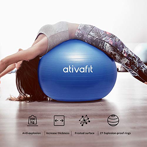 ATIVAFIT Pink Exercise Ball 21.7" Anti Burst Resistant Yoga Ball for Pregnant Women Gym, Home, Office(Gray) - Thumbnail 7