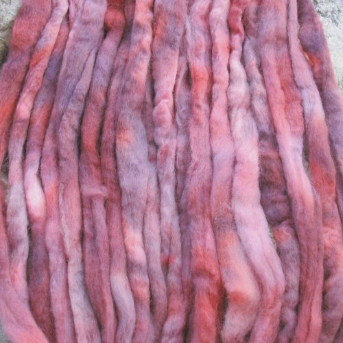 Wool Roving Craft Fiber. Hand Dyed Soft BFL Wool Top. Pre-drafted for easy Hand Spinning, Needle Felting, Wet Felting, Weaving, Embellishments, and Felted Soap. 1 Ounce, Woodrose