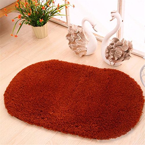 Hunputa Oval Non Skid Memory Foam Kitchen rugs and Mats for Hardwood Floors (Coffee)