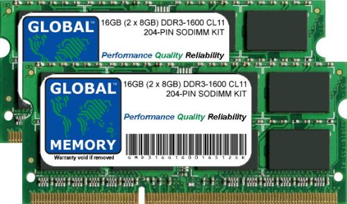 16GB (2 x 8GB) DDR3 1600MHz PC3-12800 204-PIN SODIMM MEMORY RAM KIT COMPATIBLE WITH INTEL IMAC (LATE 2012 - LATE 2013)