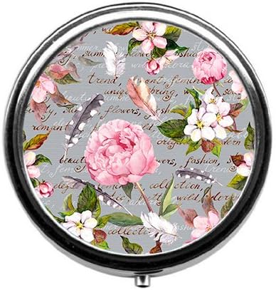 Peony flowers pill box/pill case----Round pill box/case--- Three-compartment pill box/pill case