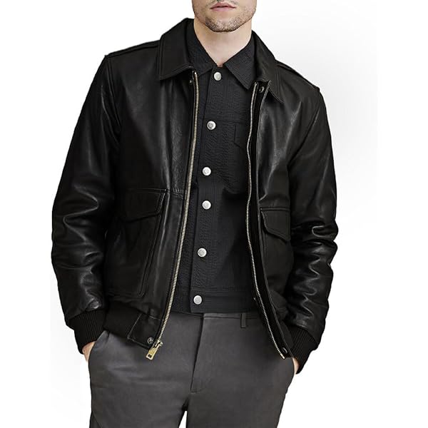 ジャケット・アウター VINTAGE Genuine lether jacket A-2 BLACK Aviator A-2 Cowhide Men's Leather Bomber Black Flight Distressed