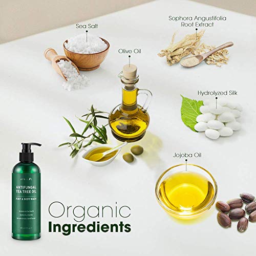 Aprilis Antifungal Tea Tree Oil Body Wash | Helps Relieve Athlete’s Foot, Ringworm, Toenail Fungus, Jock Itch, Acne, Eczema & Body Odor, Aprilis Antibacterial Soap - Soothes Itching & Promotes Healthy