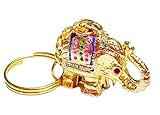 Pretty Lucky Elephant Keychain with Hidden Secret Pill Box Locket Gold