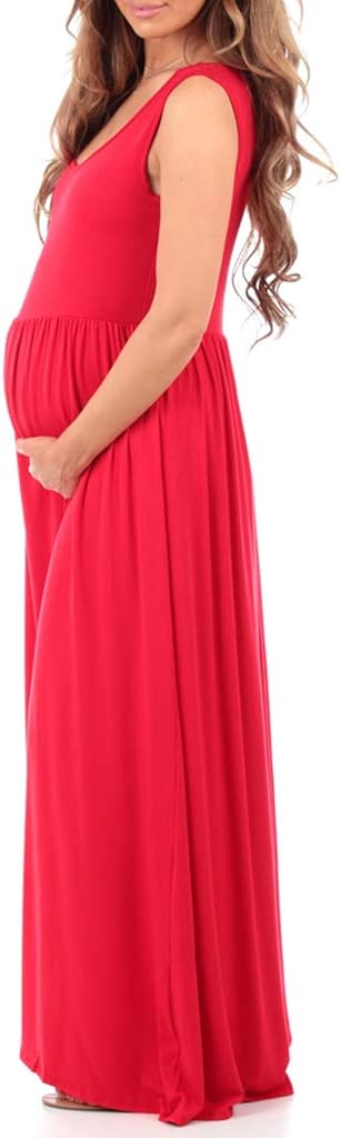 Women's Ruched Sleeveless Maternity Dress in Regular and Plus Sizes - Made in USA at  Women’s Clothing store