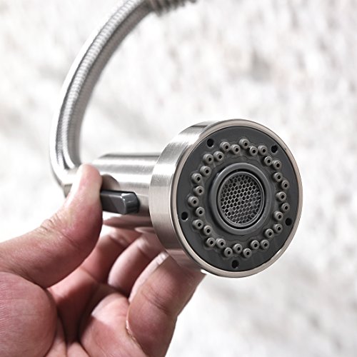 Commercial Pull Down Sprayer Kitchen Sink Faucet - Modern Stainless Steel Single Handle Spring Pull Down Kitchen Faucet with Sprayer,Brushed Nickel - Thumbnail 3