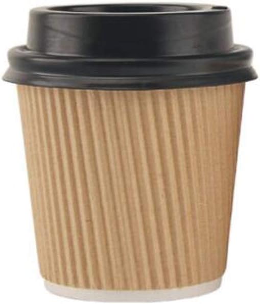 Xionghaizi Disposable Corrugated Paper Cup, Double-Layer Sample Cup, Espresso Cup, Small Paper Cup 4 Oz 100ml, 100 Sets, 100 Cups + 100 White Flat Mouthpieces (Color : Black)
