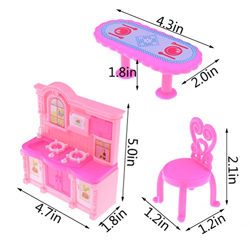 DINGJIN 26 Pcs Creative Kitchen Dinner Tables Cupboard Sink Furniture Accessory for Barbies Doll(the Doll are not Included)