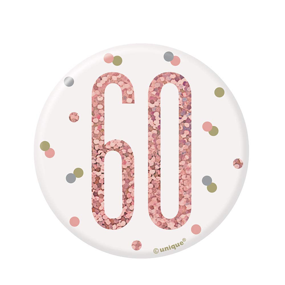 Unique 84871 Number Badge | Glittery Rosegold | 1 Pc, Rose Gold, Age 60
