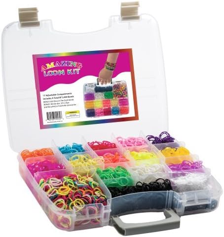Amazing Loom Bands Kit Complete Collection Organizer Storage Kit with Handle Includes (BONUS 300 Glow in The Dark Bands , BONUS 300 tie-dye, BONUS 325 s Clips) by Amazing Loom Bands