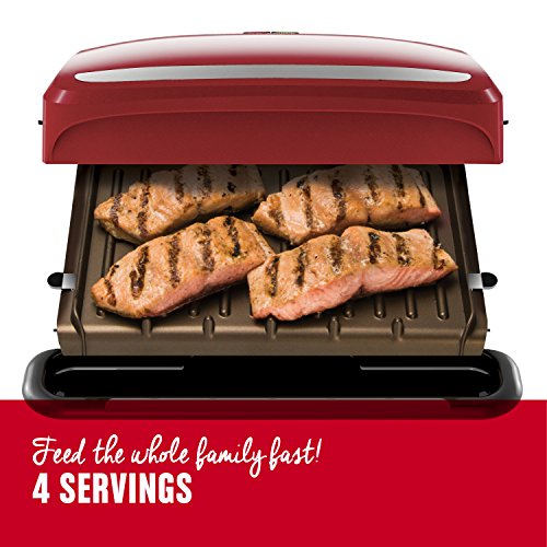 Foreman 4Serving Removable Plate Grill and Panini Press, Red