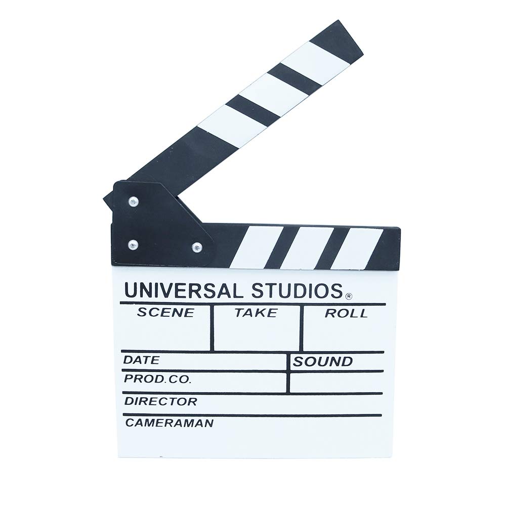 Shiwaki Shooting wooden props 7.9'' x 7.9'' movie clapper board Shooting auxiliary background props director board Home decoration(White)