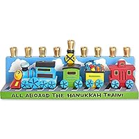 Aviv Judaica Hanukkah Train Menorah Design - All Aboard The Hanukkah Train Menora for Kids & Train Lovers - Ceramic