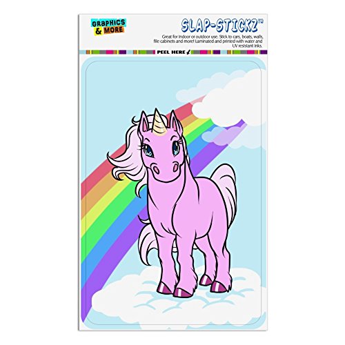 Graphics and More Pink Unicorn Floating on Cloud Rainbow Home Business Office Sign - Window Sticker - 4