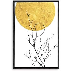 Framed Canvas Home Artwork Decoration Nordic Style Moon Canvas Wall Art for Living Room, Bedroom - 16x24 inches