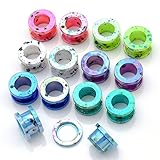 PiercingJ 14pcs Mixed Colors Punk Acrylic Screw Tunnel Stretcher Ear Stretching Kit 12g 8g 6g 4g 2g 0g 00g 1/2