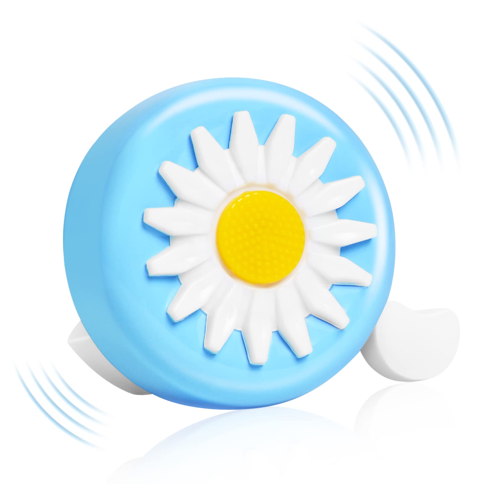 Flintronic Kids Bicycle Bell with Loud Crisp Clear Sound, Road and Mountain Bike Accessory, Aluminum Warning Bell for Scooters and Tricycles, Flower Design (Blue White)