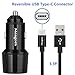 Meagoes Fast USB Type C Car Charger with Dual Quick Charge 3.0 Ports (39W/6A)+1-Pack USB-C Cord, for Samsung Galaxy S8 S8+ Note 8, LG V30 V20 G6 G5, HTC 10 U11 Bolt U Ultra, Nokia 8 and More - Black
