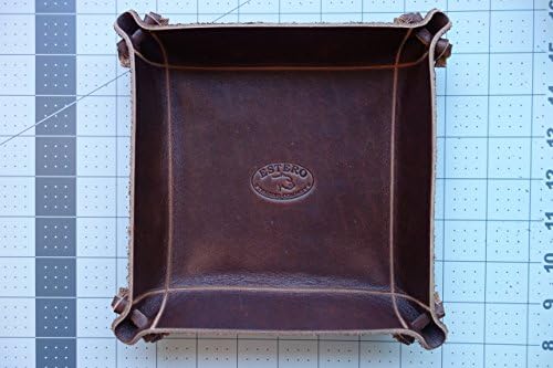NEW Valet tray in the EXECUTIVE leather series 8" x 8" in. American Executive leather ReTan Latigo - A stuffed vegetable re tanned full grain leather