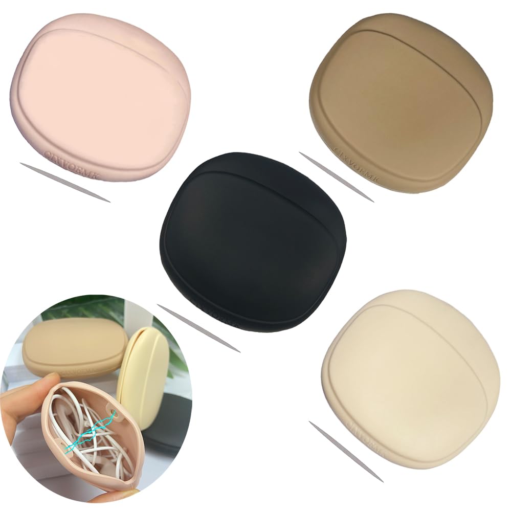 Photo 1 of **PARTIAL SET ONLY 3** CIXVOEMK Silicone Headphone Organizer - Data Cable Storage Case - Mini Magnetic Storage Box - Portable Wired Headset Storage Bag (Black -Beige- Brown - Nude)