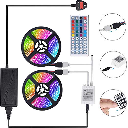 LED Strip Lights, Kavai 10 Metre 300 LEDs Waterproof RGB Light Strip Kit with 44-Keys IR Remote Control, SMD 5050 RGB Colour Changing Rope Lights for Kitchen Garden Home Party Decoration